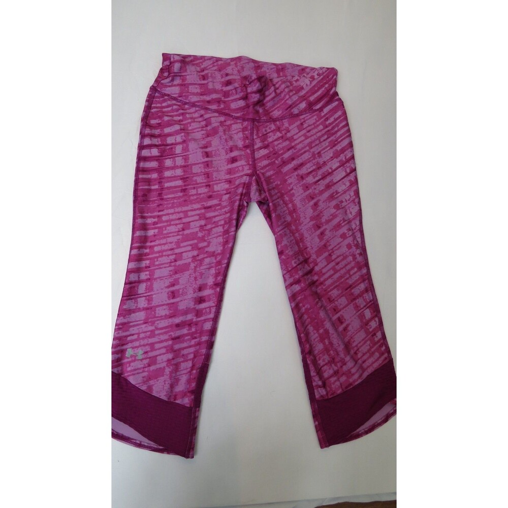 Under Armour Leggings Womens Medium Pink Tie-Dye Capri Pockets HeatGear